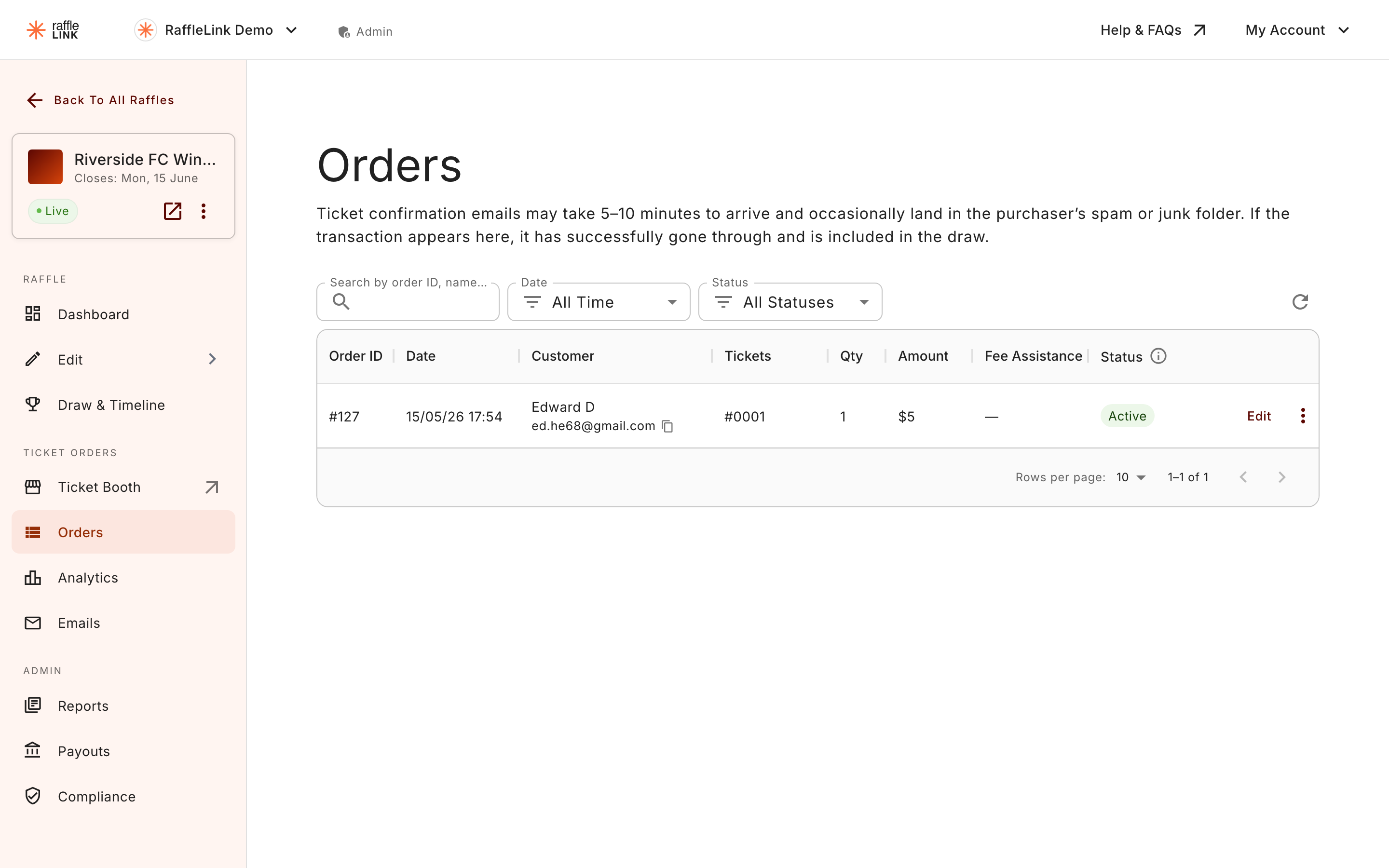 The edit-contact dialog on an order.